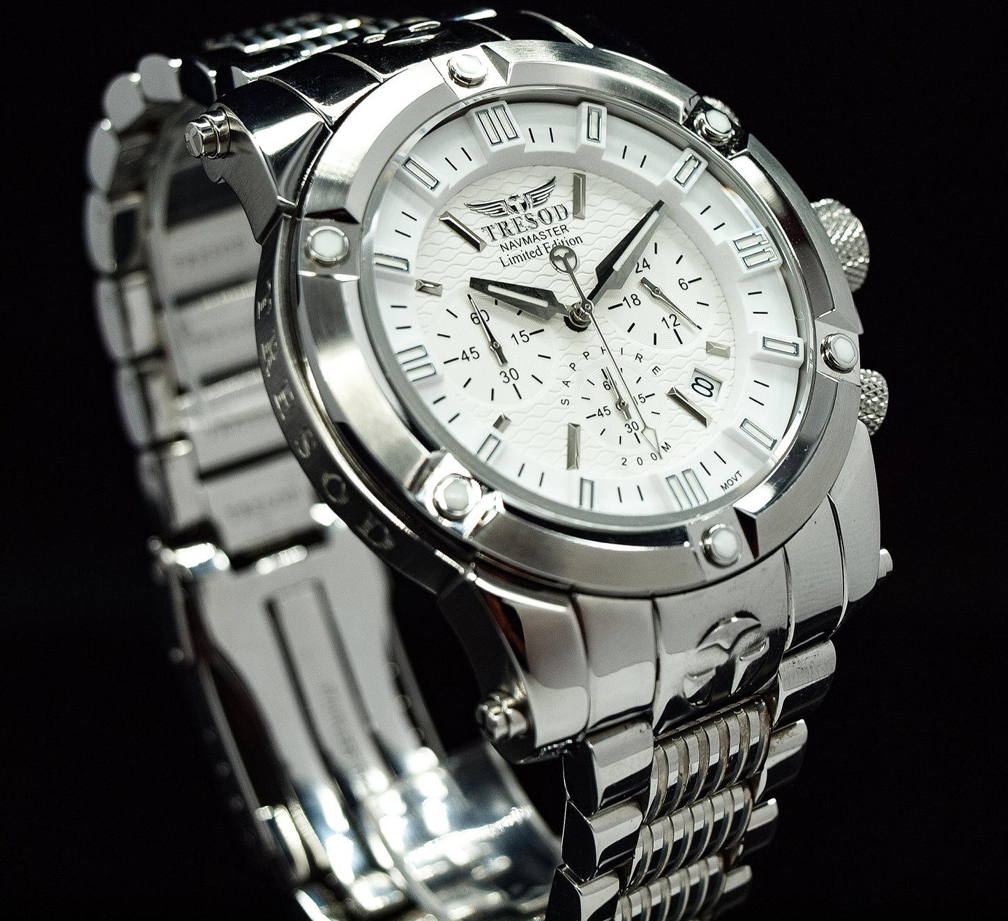 Tresod Men's NAVMASTER Chronograph Silver Tone Sapphire Crystal Watch NM-0101