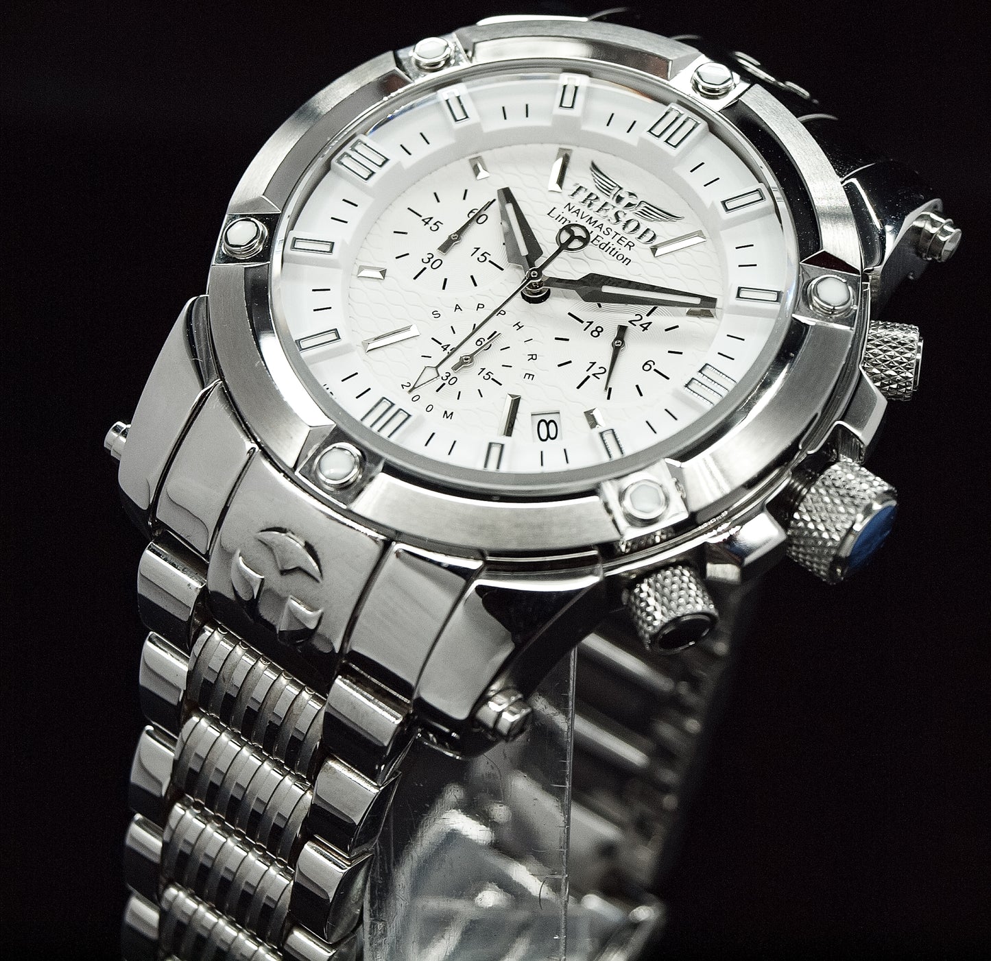 Tresod Men's NAVMASTER Chronograph Silver Tone Sapphire Crystal Watch NM-0101
